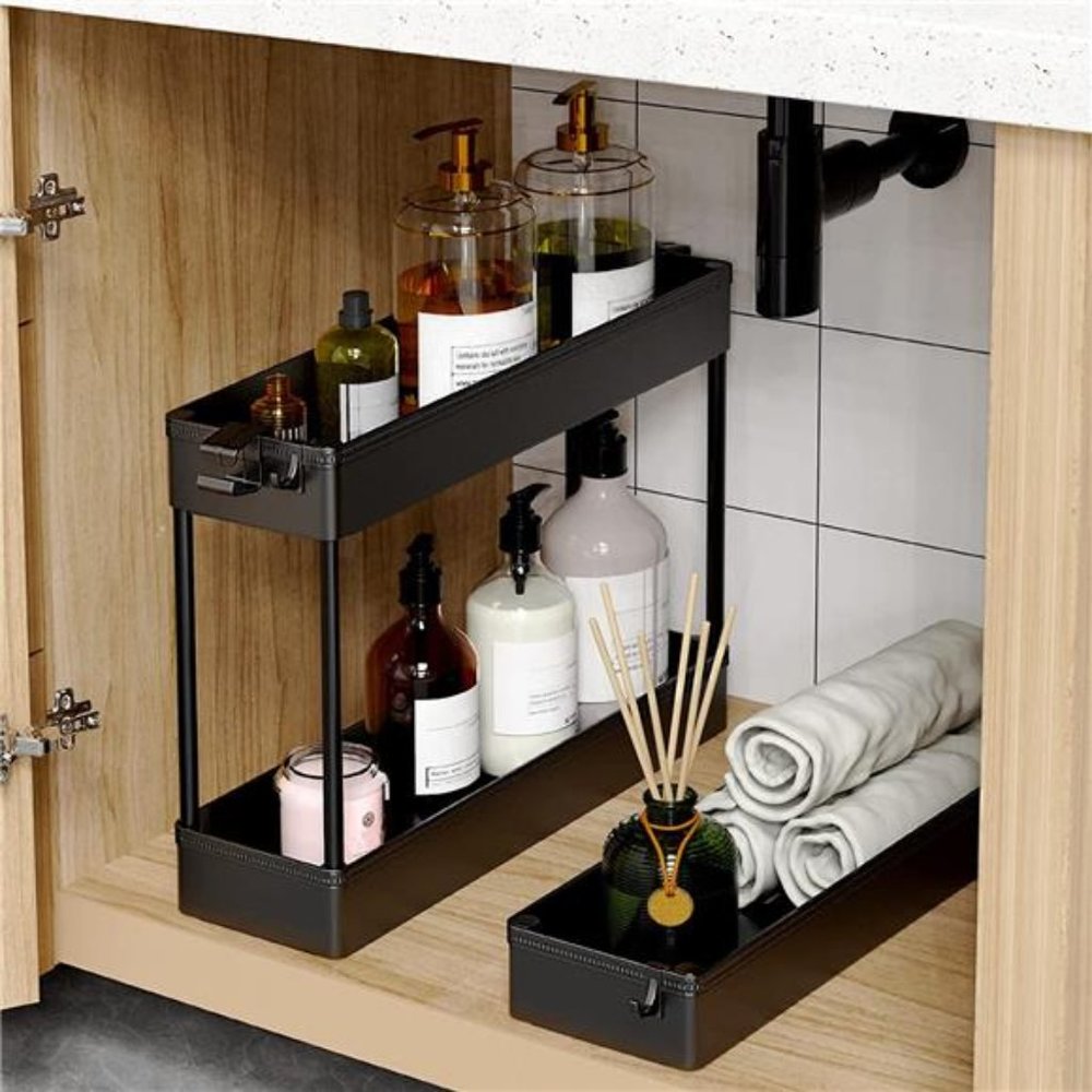 Slim Rolling Storage Cart Laundry Room Organization 3 Tier Mobile Shelving Unit - Picture 2 of 6